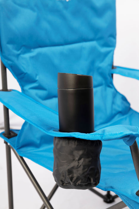 Vango Malibu Folding Camping Chair - Cobalt Blue - product image, showing close-up of cup holder in use