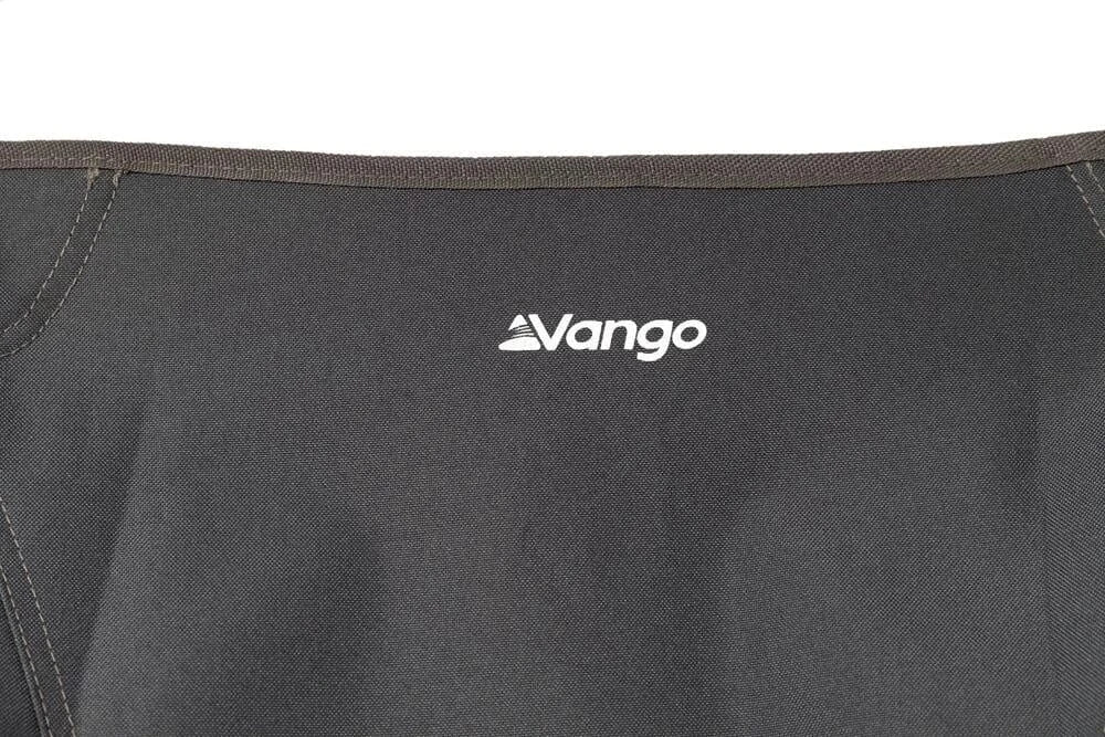 Vango Micro Lightweight Folding Chair - India Ink - product image, close-up of back rest material with Vango logo