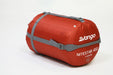 Vango Nitestar Alpha 450 Sleeping Bag - Harrissa Red feature image of sleeping bag in bag against white background