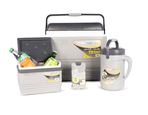 Vango Pinnacle 32L Camping Cool Box 5 Piece Set - 2026 Model - main product image, showing all components of set