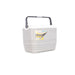 Vango Pinnacle 32L 72Hr Non Electric Camping Cool Box - Grey - product image, showing cool box from front-left side view, with lid removed and handle raised
