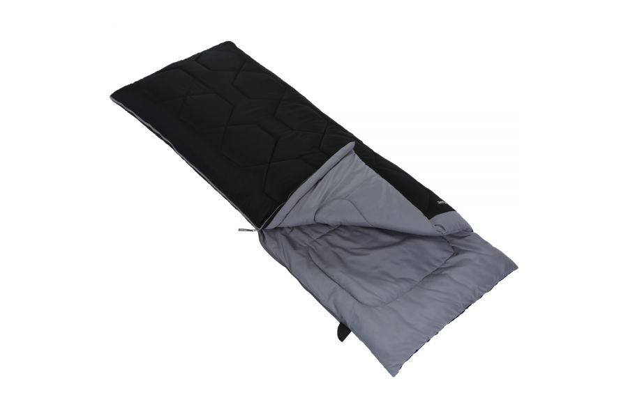 Vango Radiate Single Sleeping Bag - Black feature image of bag partial unzipped