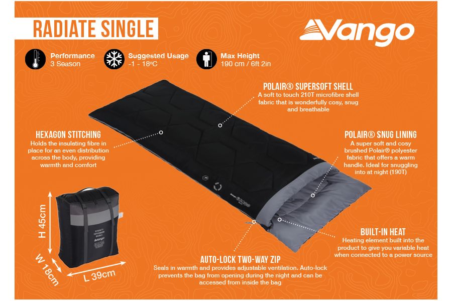 Vango Radiate Single Sleeping Bag - Black feature image