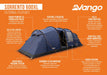 Vango Sorrento 600XL 6-Person Family Tunnel Tent - product external features infographic