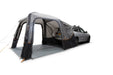 Vango Tailgate AirHub II Low Drive Away Awning - product image, shown attached to vehicle with all doors open from rear side-angle view