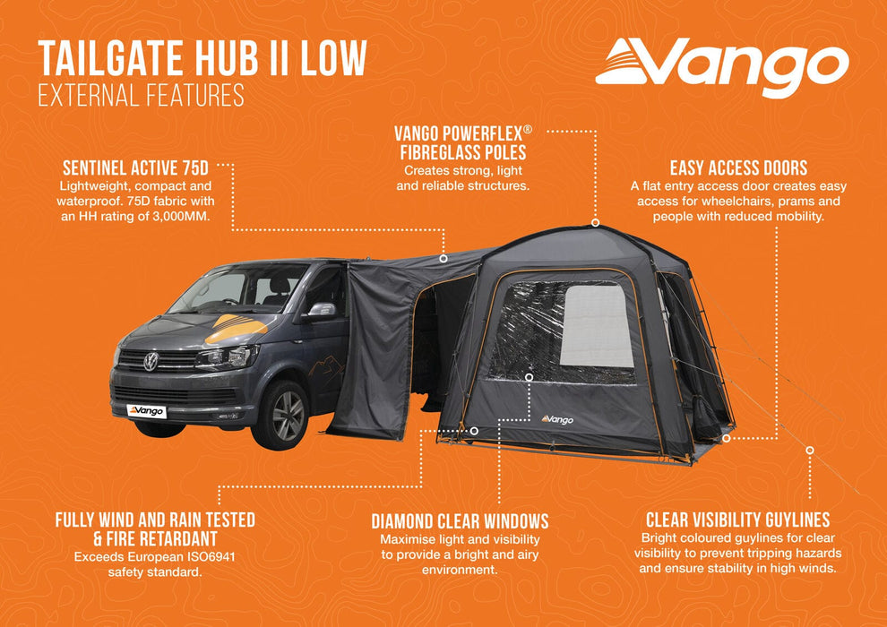 Vango Tailgate Airhub Low Rear Drive Away Awning exterior features list