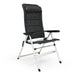 Black camping chair with adjustable backrest on a white background
