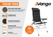 Vango Tuscany chair with features listed on a white background