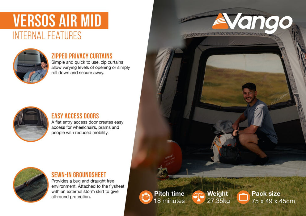 Vango Versos Air Inflatable Cloud Grey Drive Away Awning - Mid