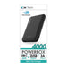 Vibe C3 4,000mAh Power Bank with 20W USB-C Fast Charging - main product image, showing the  portable charger in black on its retail packaging card which highlights its 3A output and fast charging capabilities