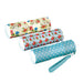 Vintage 9 LED Compact Torch - main product image, showing three torches on a white background. The top one has a cream floral print with red, blue, and white flowers. The middle one has a blue floral print with red flowers. The bottom one has a blue design with white polka dots.