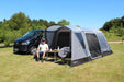 Outdoor Revolution Cacos Air SL Low Driveaway Awning lifestyle image of awning with mesh window open 