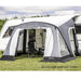 Sunncamp Swift Air 325 SC Inflatable Caravan Porch Awning shown with front door open and with example chairs