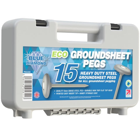 Blue Diamond Eco Groundsheet Pegs X15 - Boxed