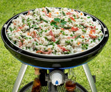 Cadac Chef Pan 50  showing example in use on a BBQ
