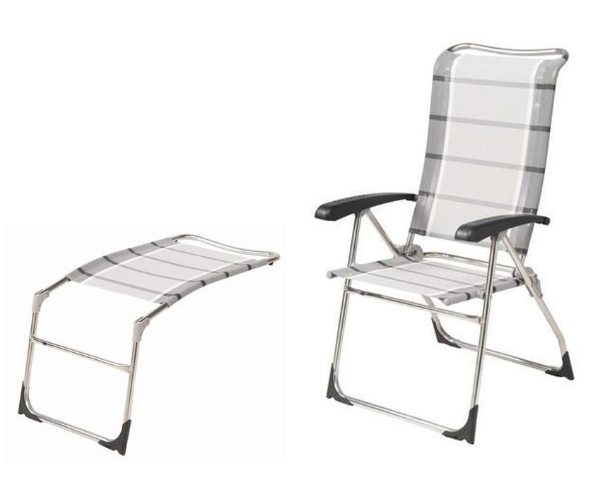 Dukdalf Aspen Folding Chair Grey Stripe & Footrest