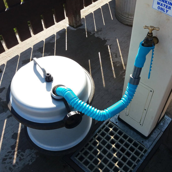 COLAPZ Fresh Water Flexi Fill Up Hose - In Use, no hands needed