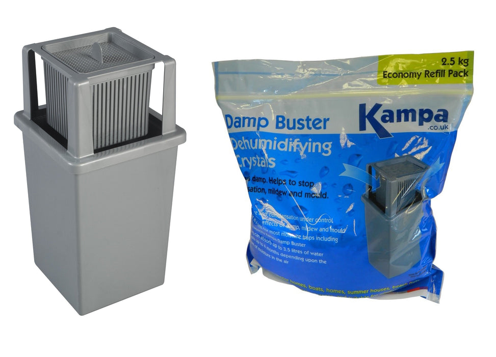 Kampa Damp Buster Caravan / Motorhome Moisture Trap & refill pack package