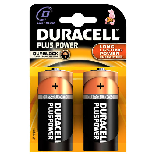 Duracell Plus Power D Alkaline Batteries - 2 Pack