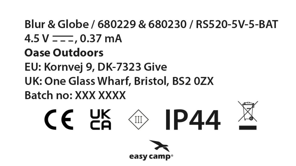 Easy Camp Globe Light Chain Coloured - Battery Powered Fairy Lights feature image of specifications