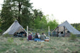 Easy Camp Moonlight Cabin - 10 Person Family Tent lifestyle image of cabin and bell tent 