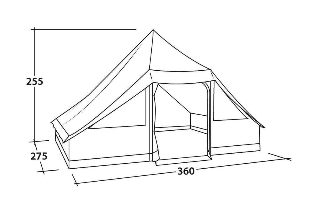 Easy Camp Moonlight Cabin - 10 Person Family Tent layout image with h x d x w 