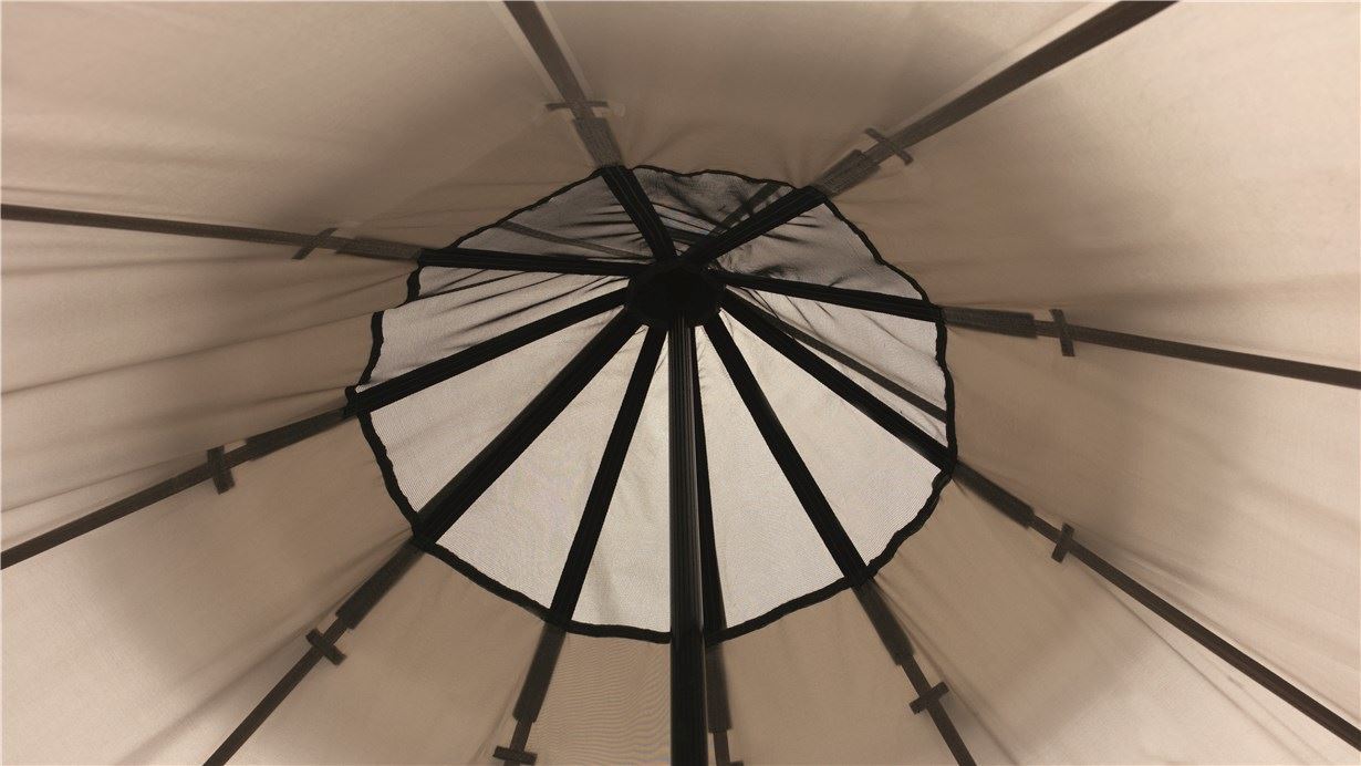 Easy Camp Moonlight Tipi Tent internal view of apex showing mesh vent