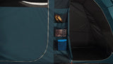 Easy Camp Palmdale 800 LUX- 8 Person Family Tunnel Tent lifestyle image showing storage pockets in use between inner tents 