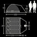 Kampa Brighton 4 Person Dome Tent floor plan and dimensions of tent