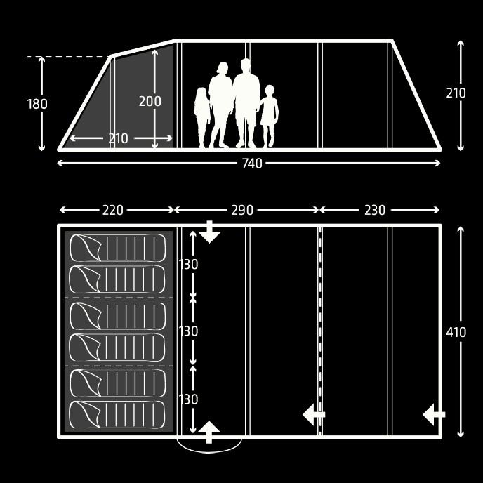 kampa croyde 6 air tunnelzelt Kampa Croyde 6 Person Tunnel Tent — Aztec Leisure