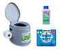 Kampa Khazi Portable Camping Chemical Toilet - Chemical and toilet roll bundle
