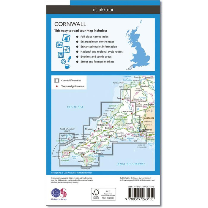 Ordnance Survey Cornwall Touring Map