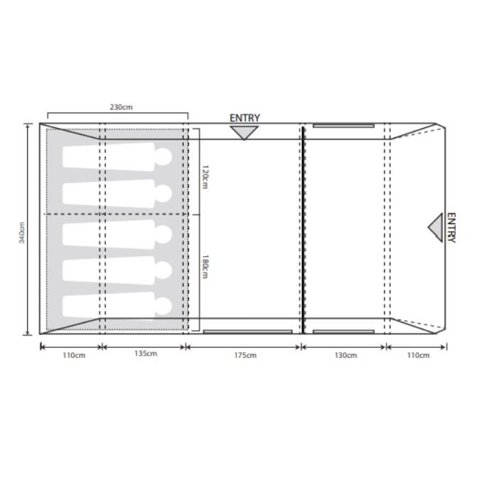 Outdoor Revolution Airedale 5.0S - Inflatable Tunnel Tent floor plan