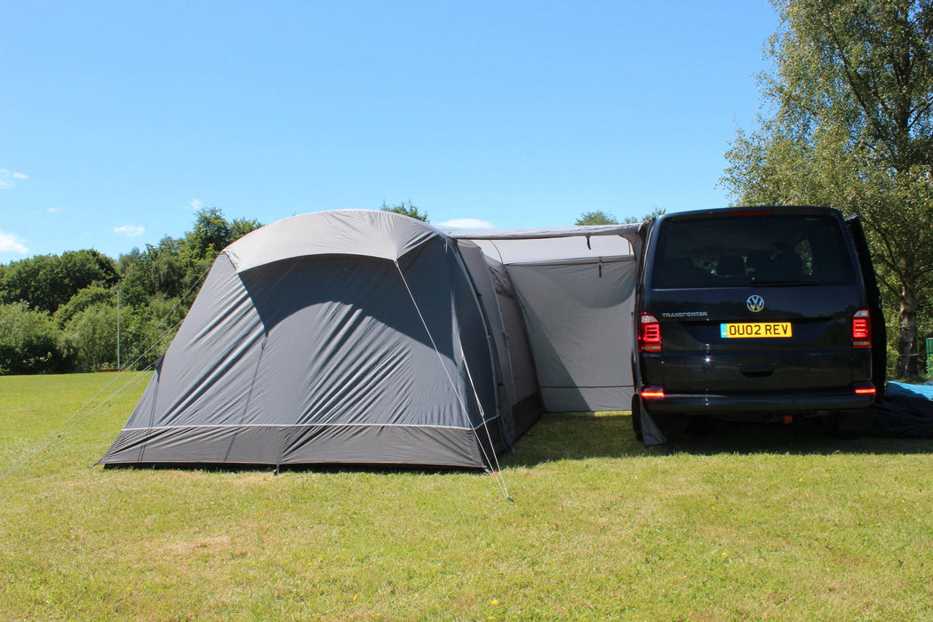 Outdoor Revolution Cacos Air SL Mid Driveaway Awning - Rear view image of back of awning with tunnel door open