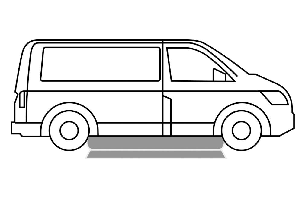 Outdoor Revolution Campervan Draught Excluder LWB schematics line drawing - not to scale
