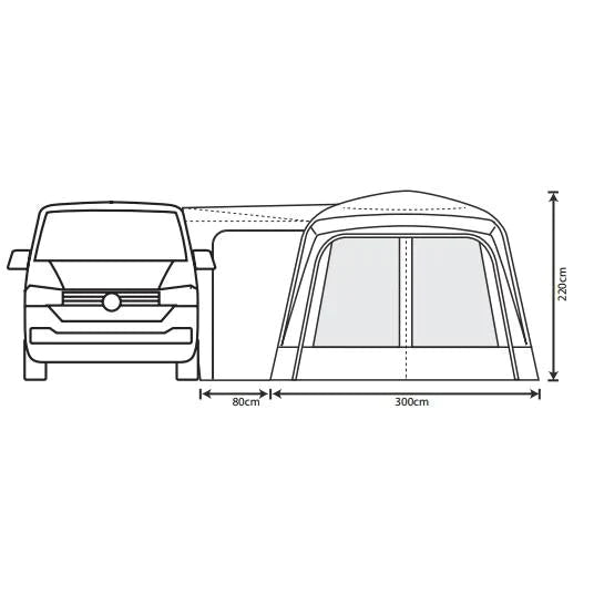Outdoor Revolution Cayman (F/G) Drive Away Awning High side view dimensions