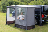 Outdoor Revolution Cayman Sun Canopy - shown with front and sides with doors open and example furniture inside