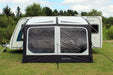 Outdoor Revolution Eclipse Pro 330 Inflatable Caravan Awning front view of awning showing expansive windows and guylines