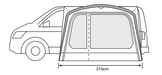 Outdoor Revolution Movelite T2R High - Inflatable Drive Away Awning side view layout image of width