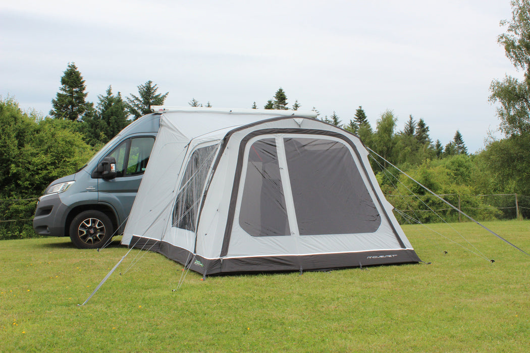 Outdoor Revolution Movelite T2R Low - Inflatable Drive Away Awning - front view lifestyle image