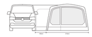 Outdoor Revolution Movelite T4E Mid drive away awning - front view measurements