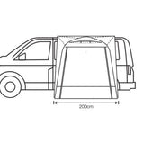 Outdoor Revolution Outhouse Handi Mid Driveaway Awning side view dimensions