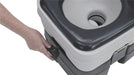Outwell 20 Litre Portable Camping Toilet showing slide open and close lever