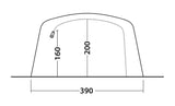 Outwell Birchdale 6PA Inflatable Family Tunnel Tent dimensions of entrance from front
