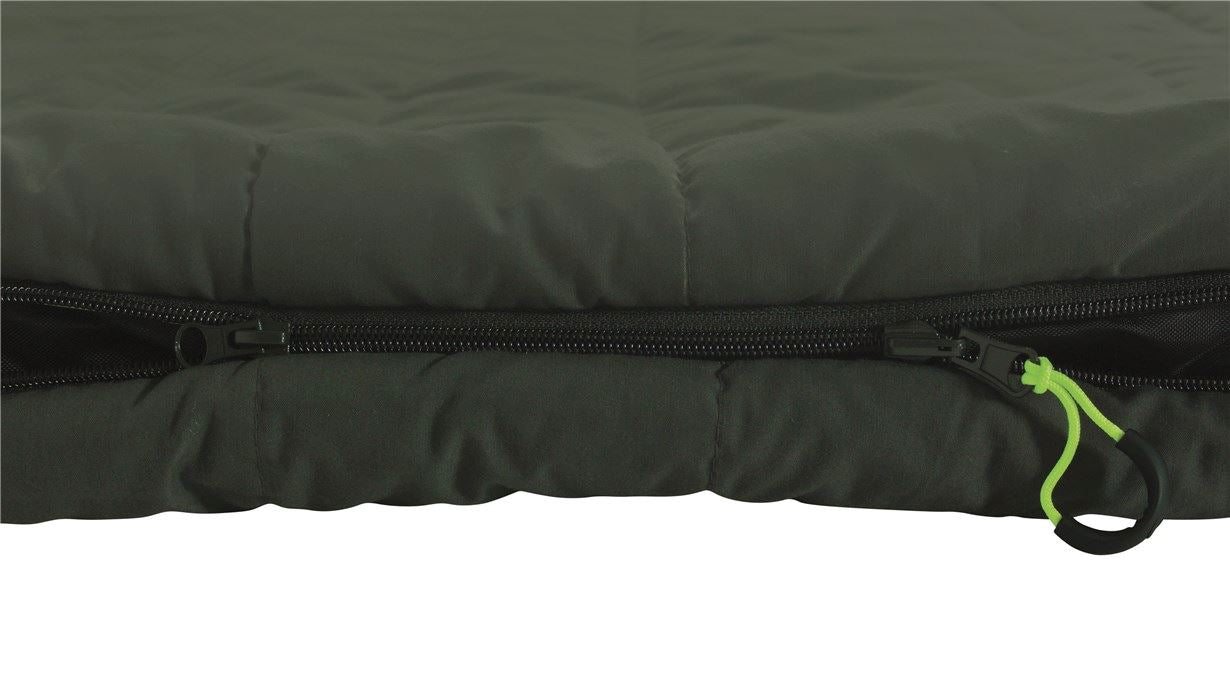 Outwell Camper Lux Double Sleeping Bag - Forest Green feature image of zip