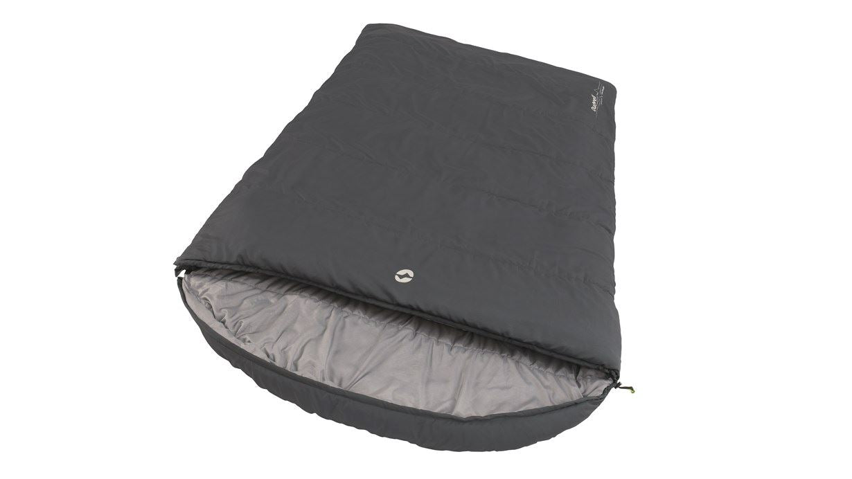 Outwell Campion Lux Double Sleeping Bag - Dark Grey feature image of sleeping bag with all zipped up 