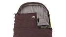 Outwell Campion Lux Sleeping Bag - Aubergine feature image of top of sleeping bag with zip undone a bit