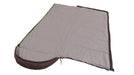 Outwell Campion Lux Sleeping Bag - Aubergine feature image with bottom unzipped and sleeping bag open