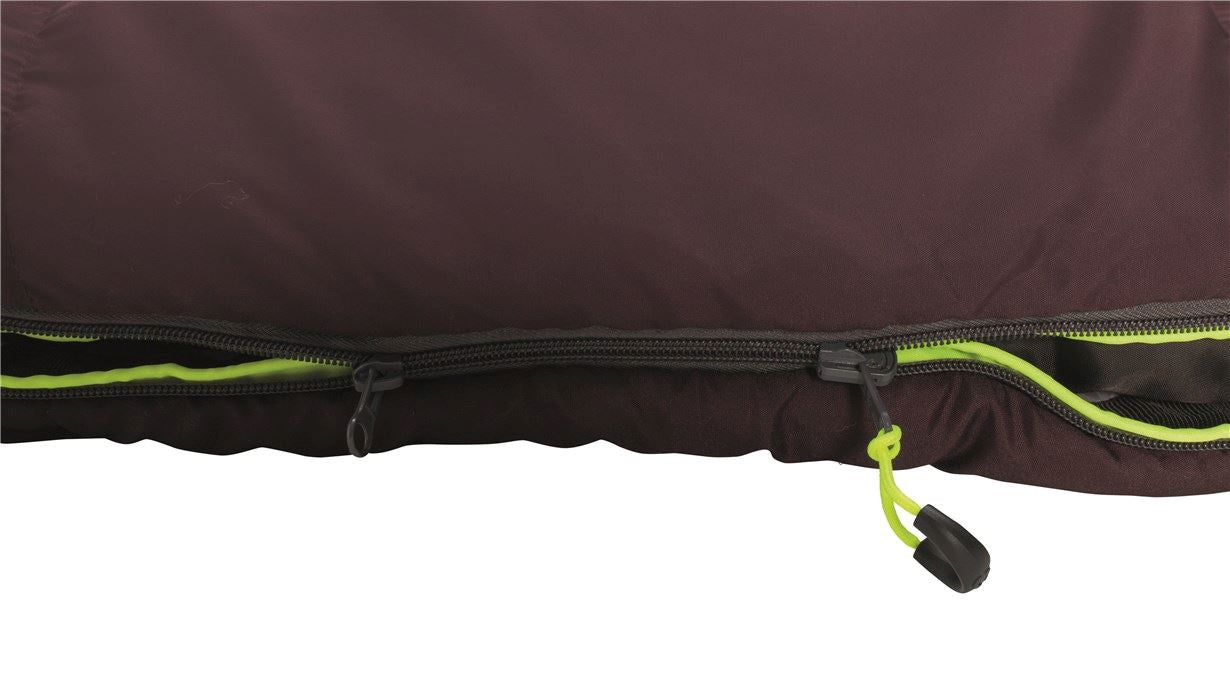 Outwell Campion Lux Sleeping Bag - Aubergine double zip up close