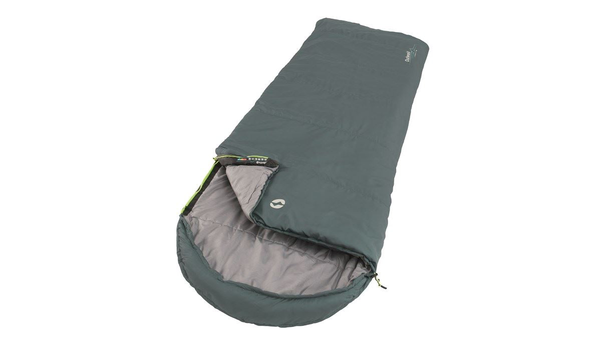 Outwell Campion Lux Sleeping Bag Single - Teal feature image with top of the bag zipped open